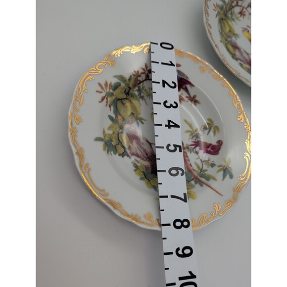 Rutherford's Birds 8.5” Gold Scroll Floral Rimmed Soup Salad Bowl~Set Of 2 - Picture 5 of 7